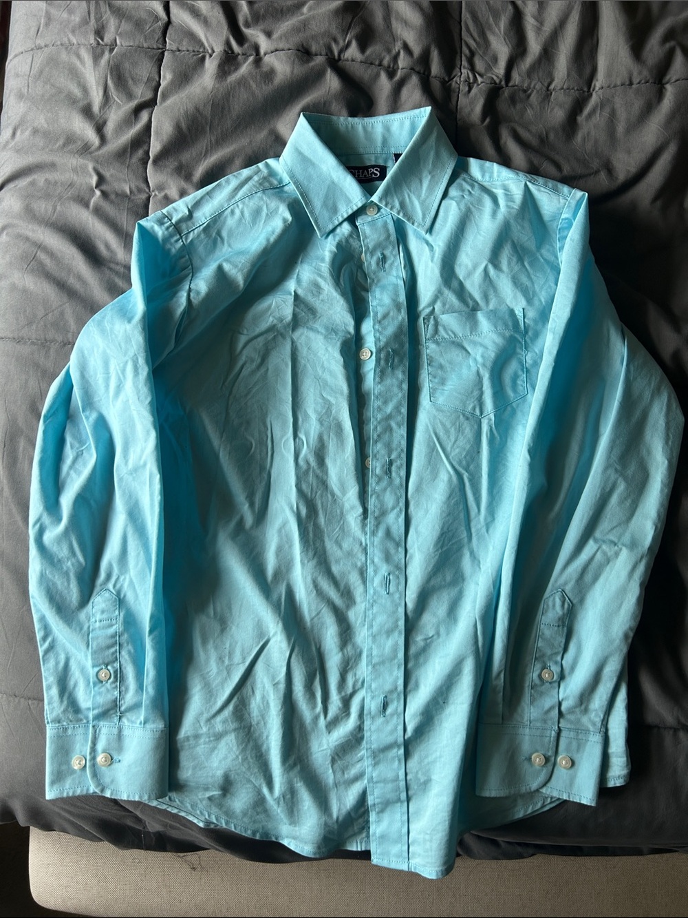 Chaps Aqua Stretch Button-Up Shirt